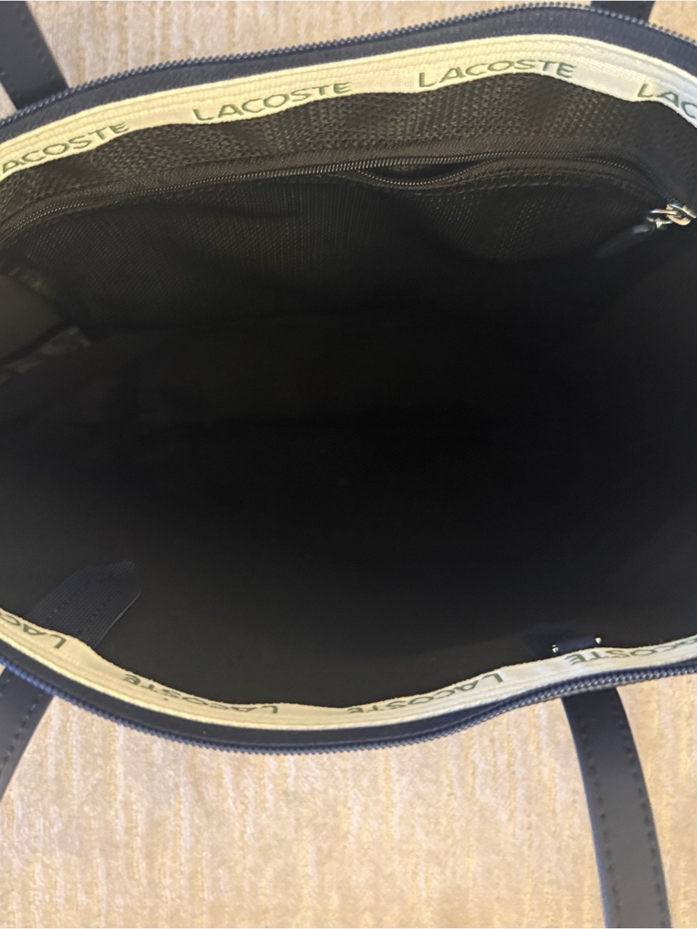Lacoste Navy Tote with Green Crocodile Emblem - Picture 4 of 4